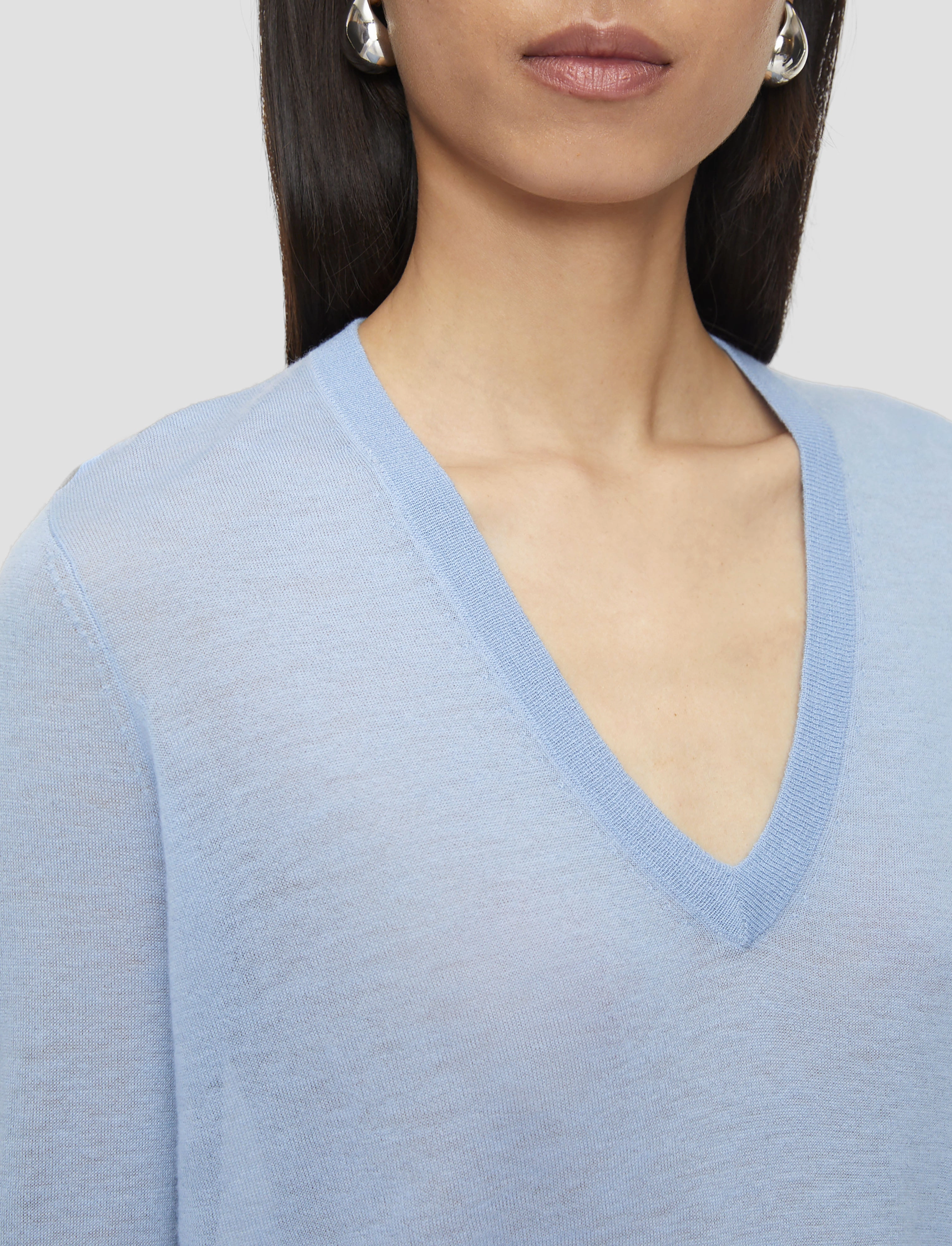 Cashair V Neck Jumper WaffleKnit Texture