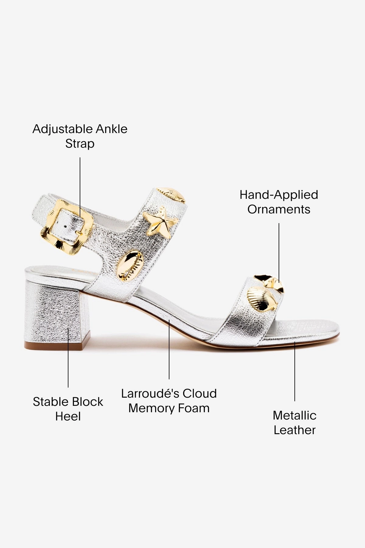 Madison Block In Silver Metallic Leather Comfy Wear