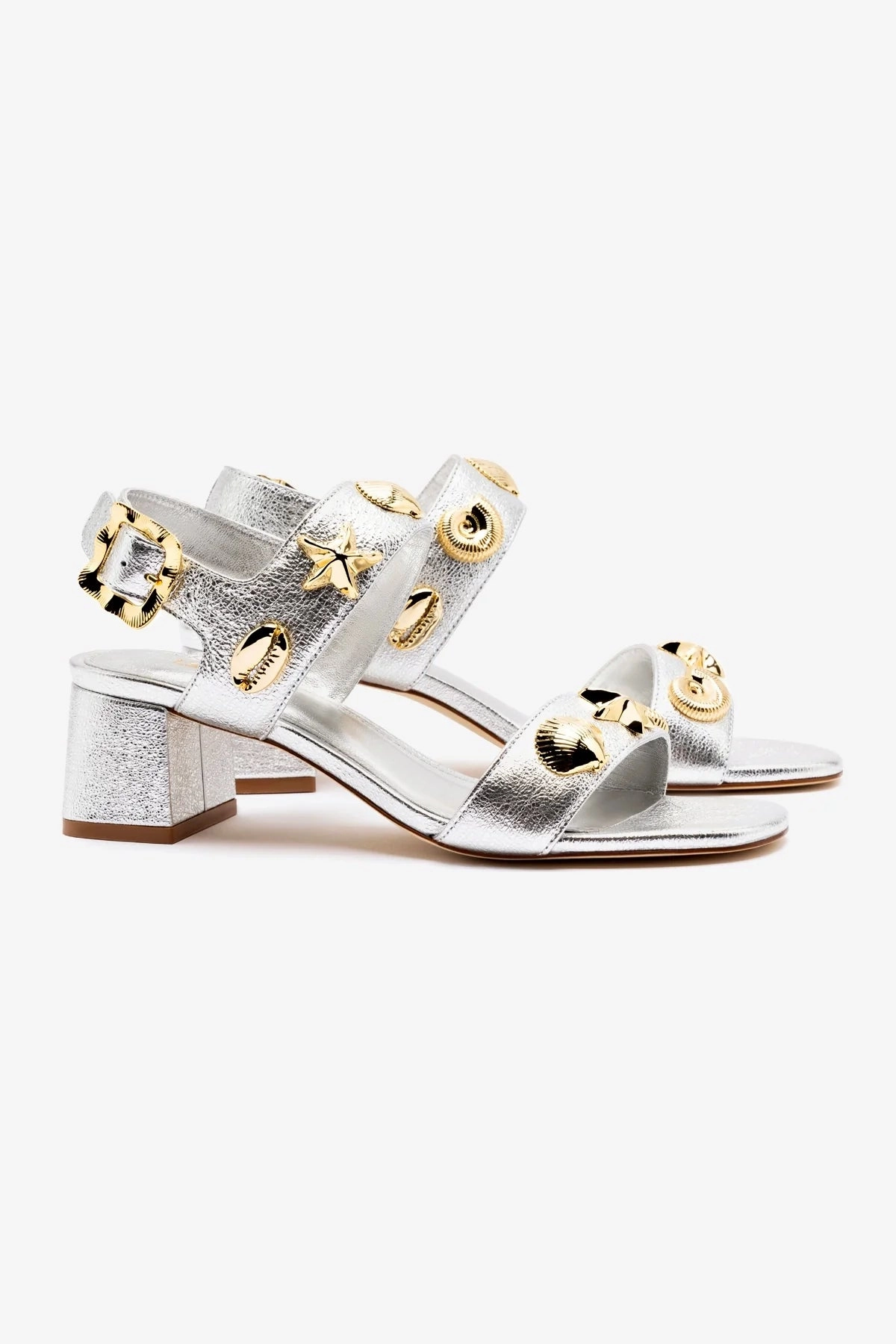 Street Essentials Simple Step Madison Block In Silver Metallic Leather