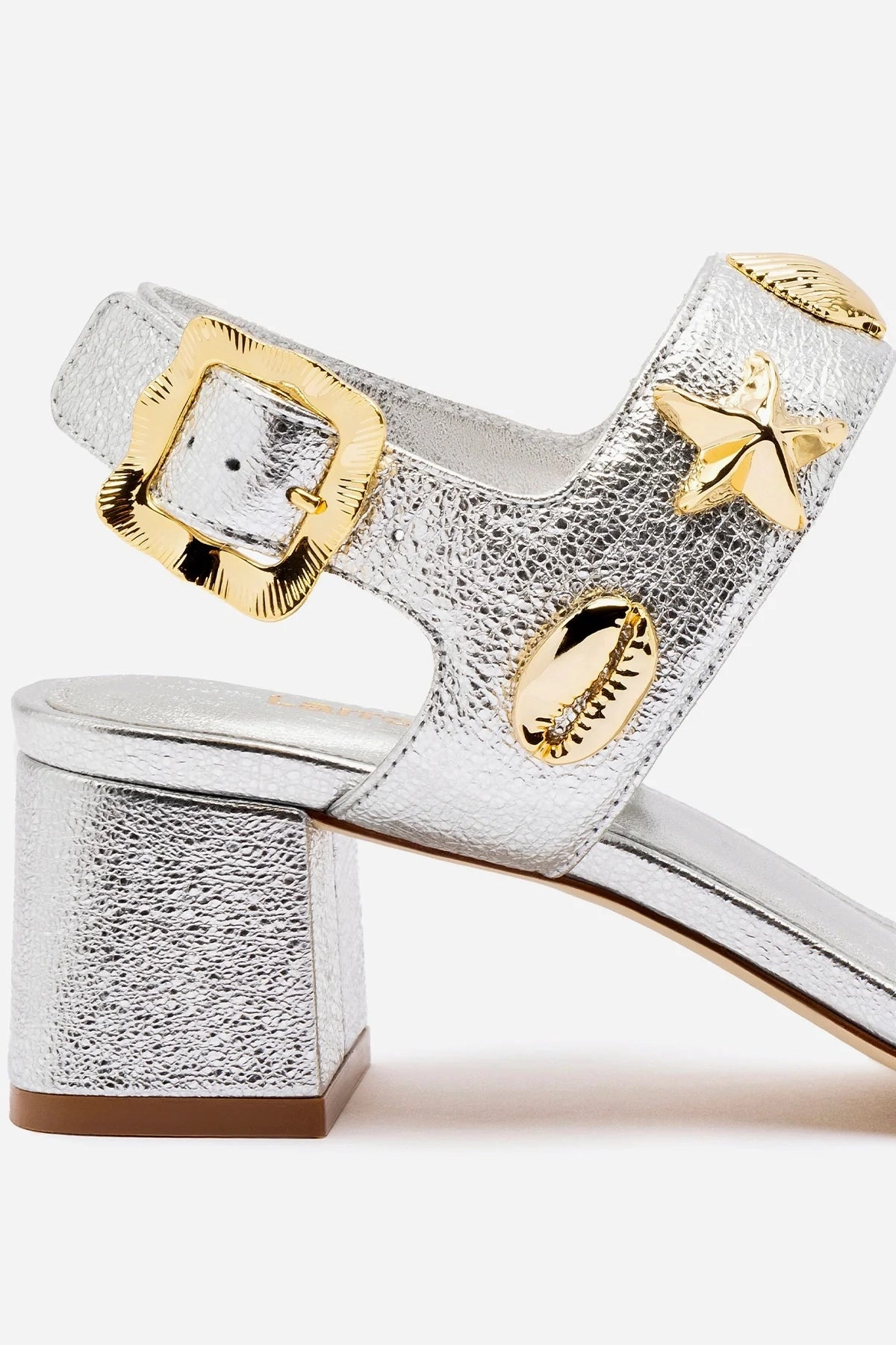 Madison Block In Silver Metallic Leather Comfortable Beach Footwear