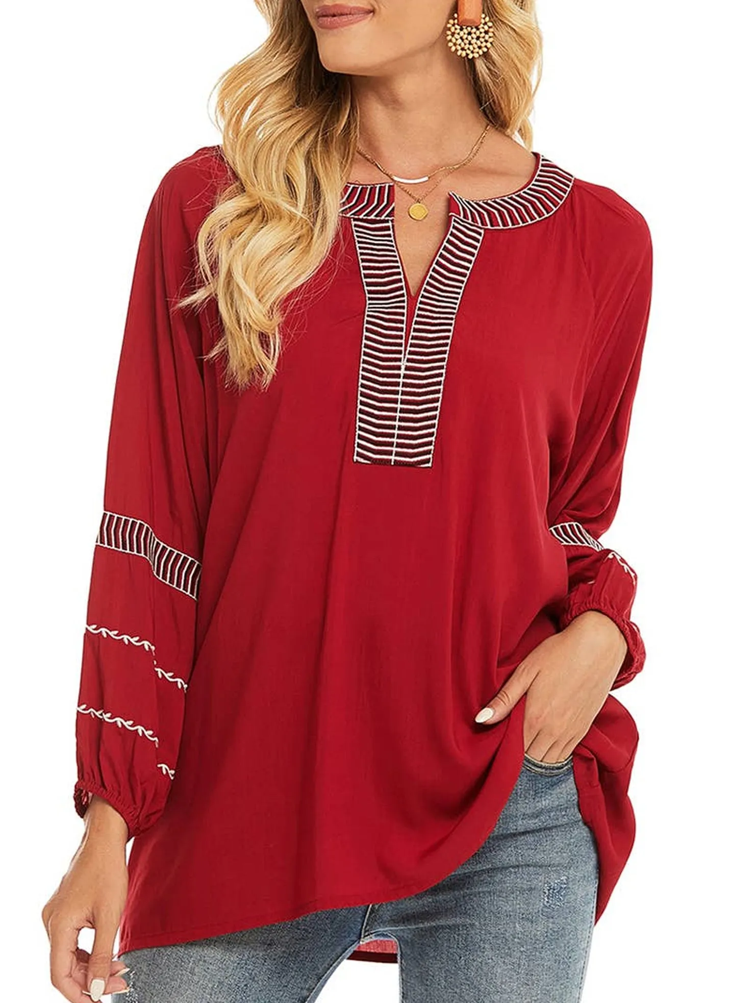 Geometric Pattern Outdoor Sports COTTON PLUS-SIZE EMBROIDERED SHIRT_CWTBLL0821