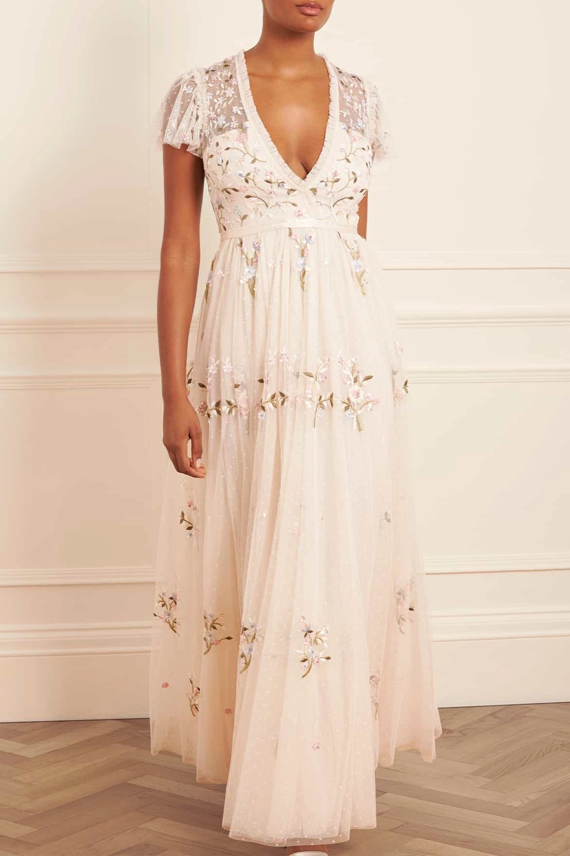 Petunia Cap Sleeve Gown Travel-Style Scoop-Neck