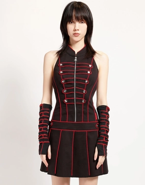 BAND DRESS RED ConvertibleSleeves BreathableMeshPanels