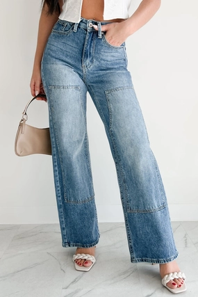 Modern Silhouette Sustainable Weekend Getaway Rhodes High Rise Wide Leg Special A Jeans (Medium Dark)