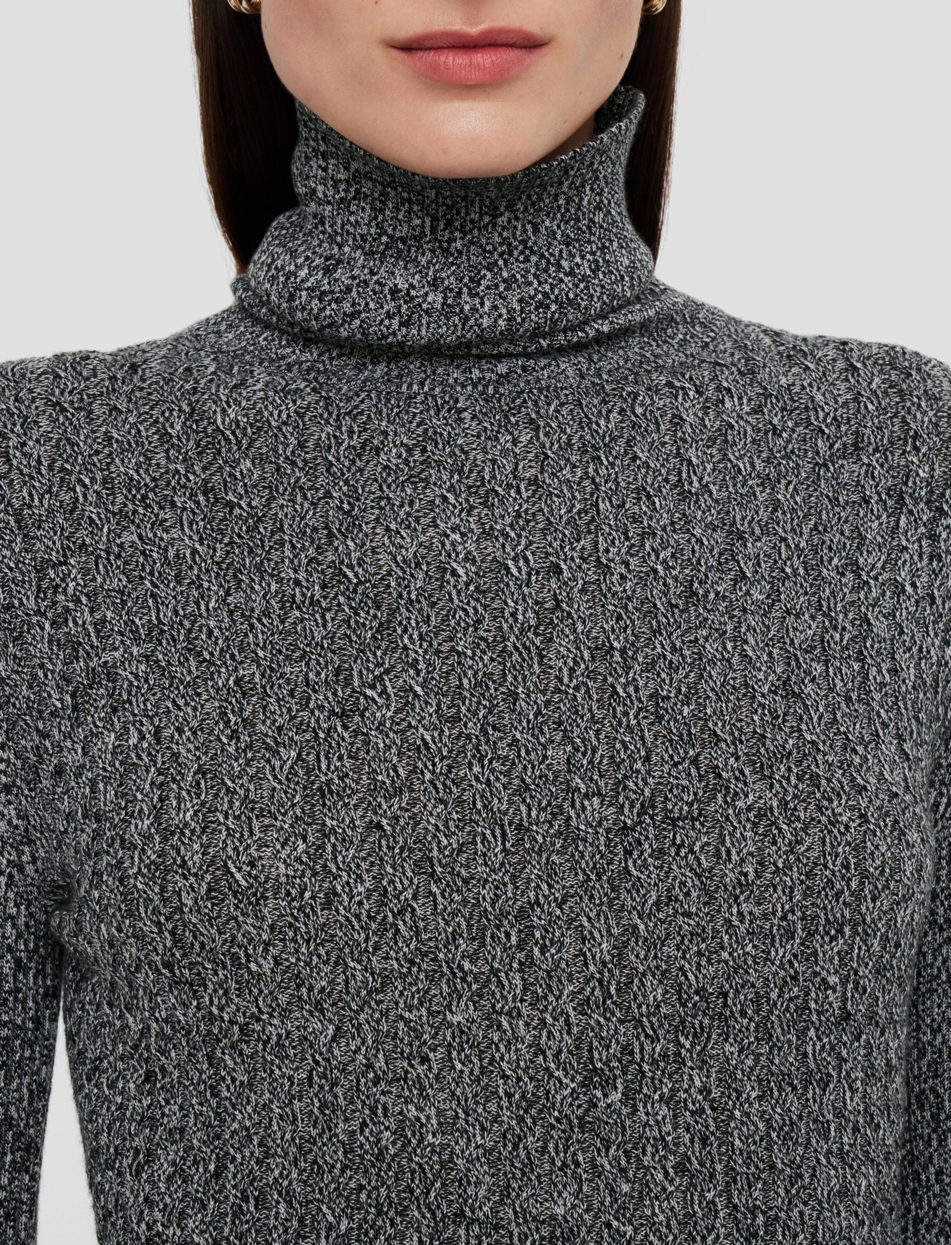Ribbed Cable Knit High Neck Jumper EcoFinish Waterproof Coating Recycled Polyester Yarn