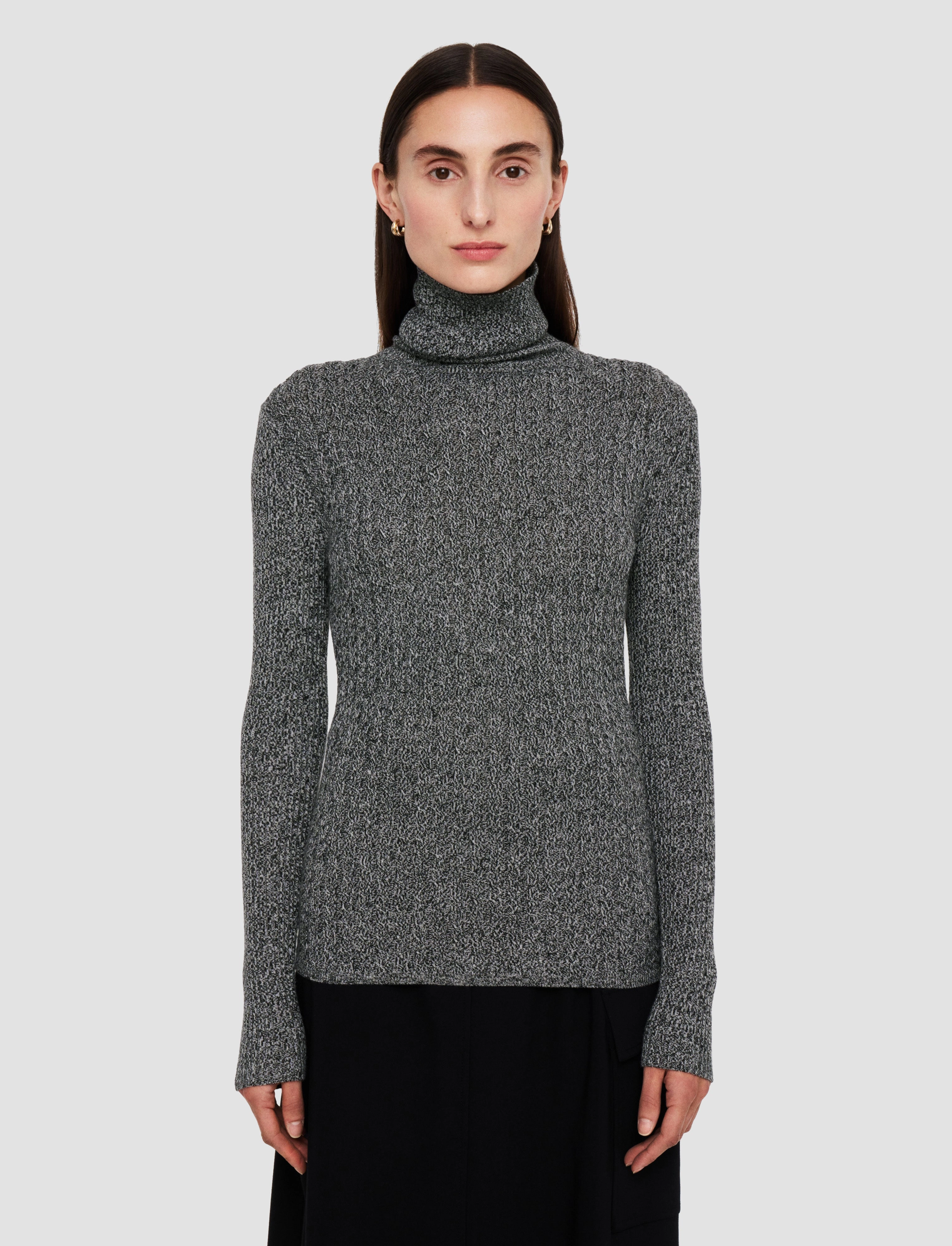 Ribbed Cable Knit High Neck Jumper Fall Outfit