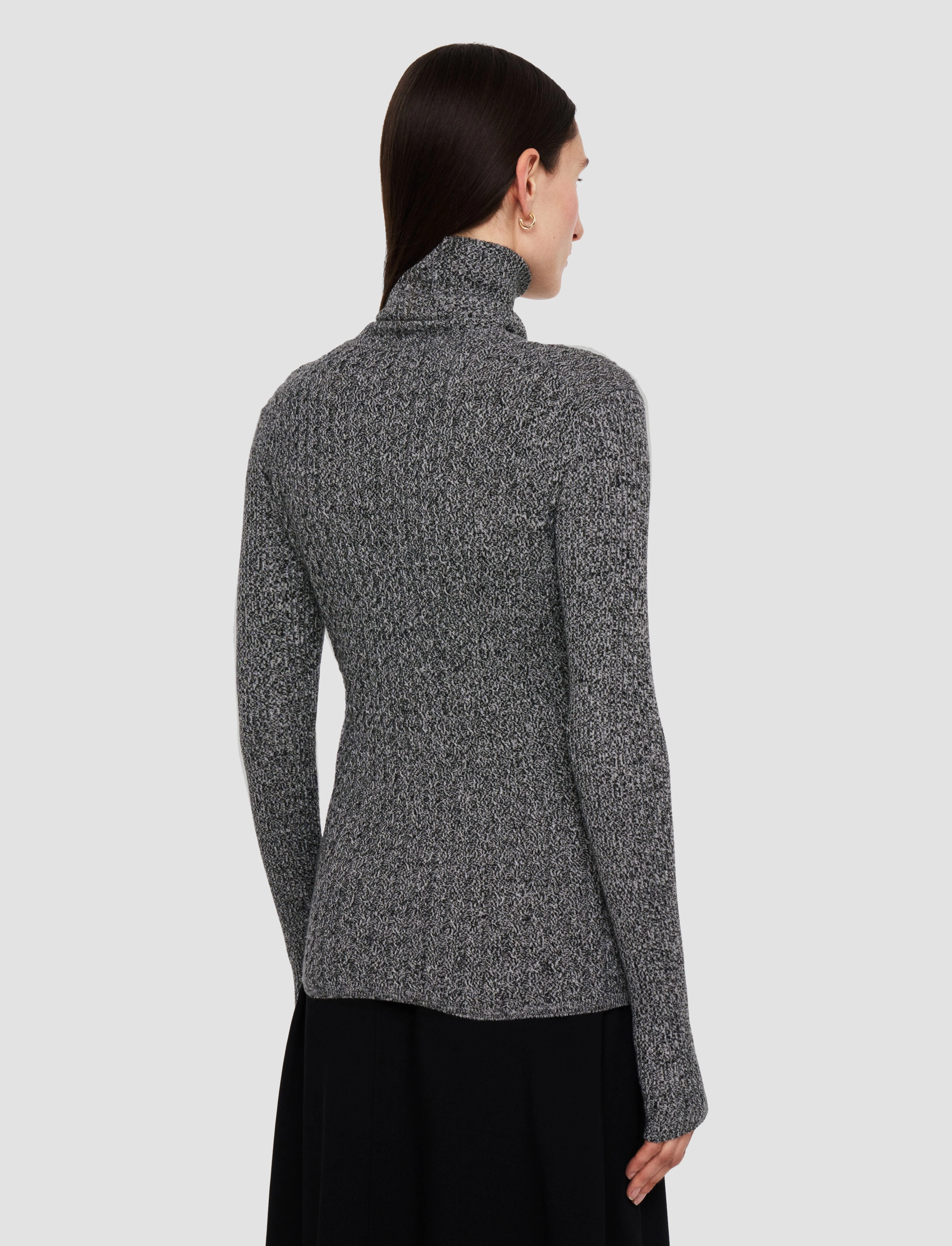 Cold Look Off Duty Ribbed Cable Knit High Neck Jumper