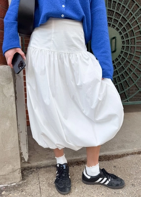 Ultra Soft Ricki Poplin Midi Skirt - White