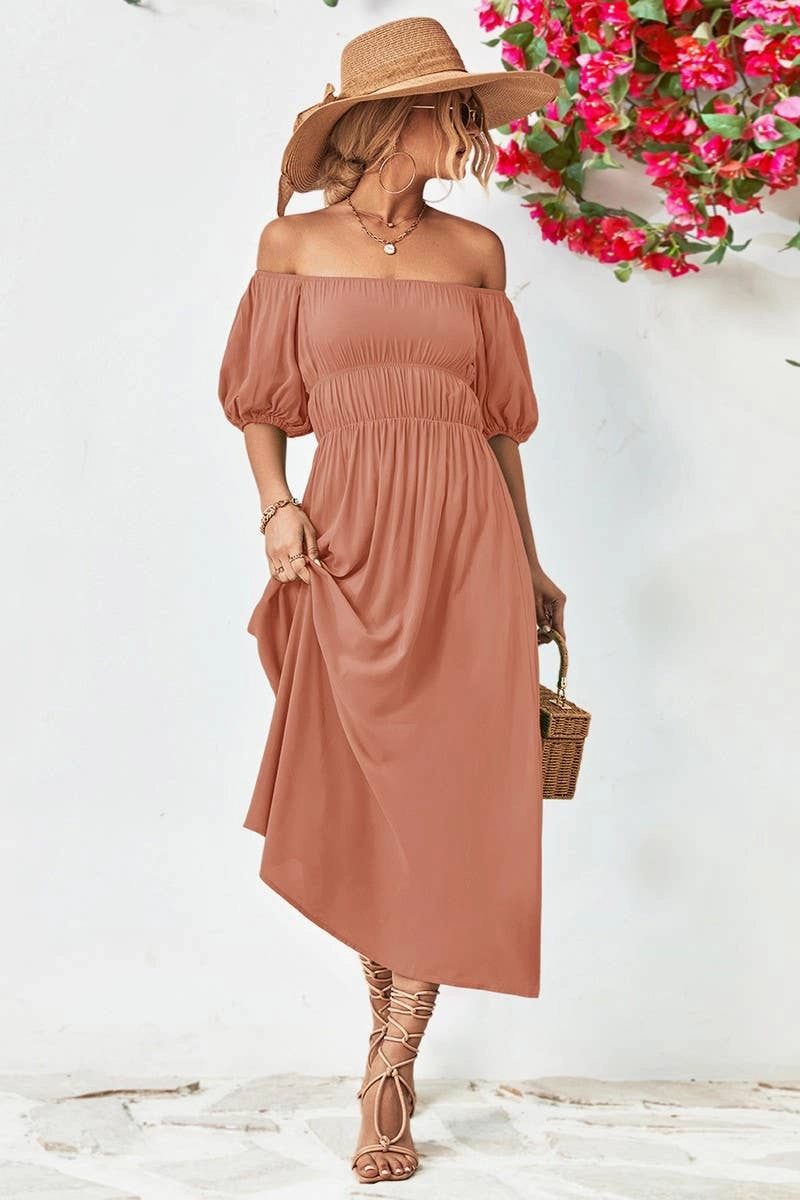 Special-Occasion A STRAIGHT SHOULDER SHORT SLEEVE LONG DRESS_CWDMD1212