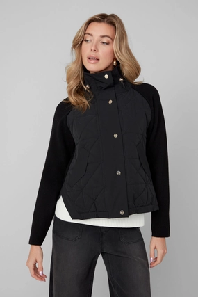 Renuar Collar Button Light Jacket in Black Glow In Dark Trims