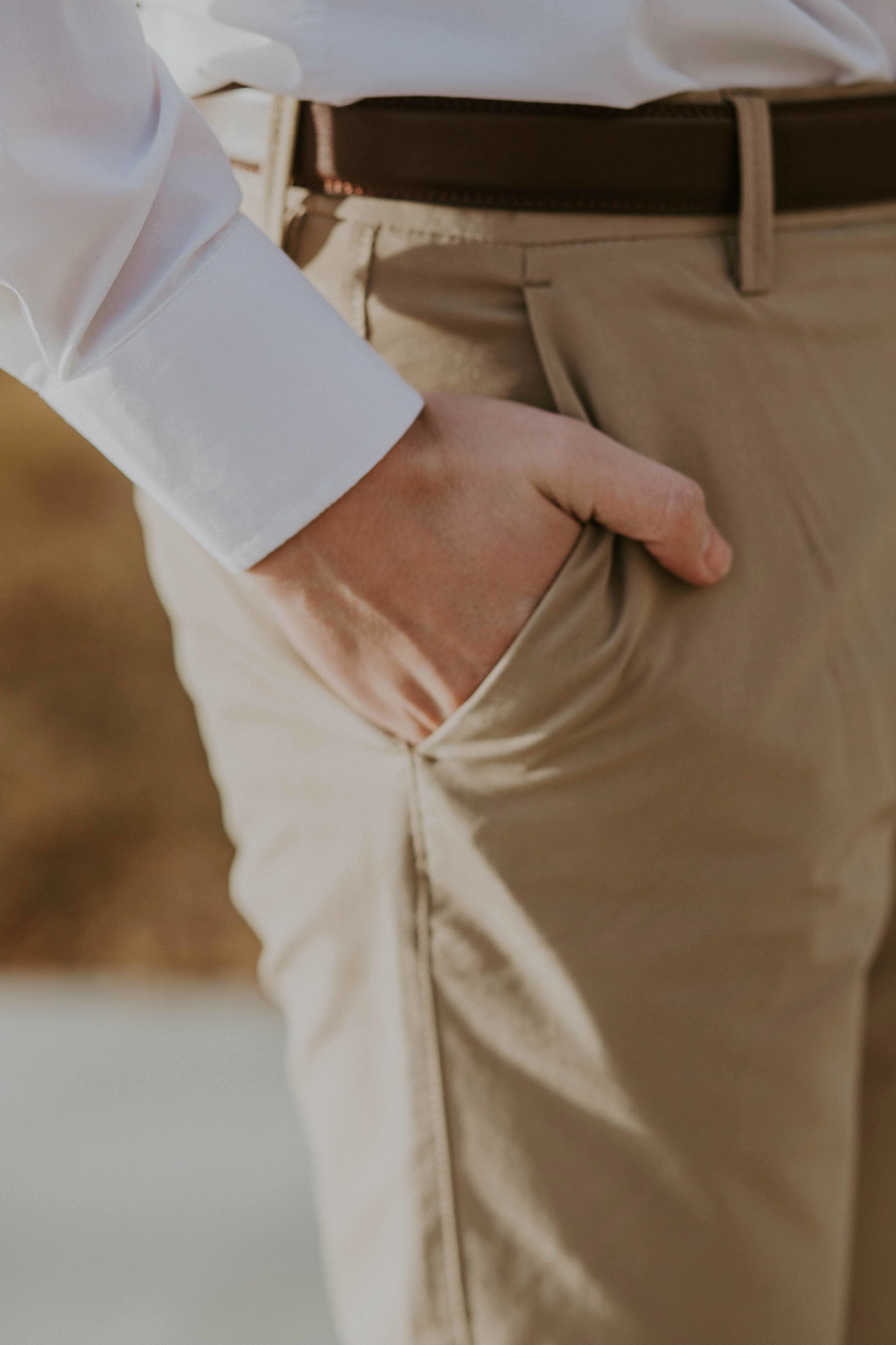 ReflectiveTrim Moisture wicking Robbins & Brooks Slim Flex Pants Tan, Original Design