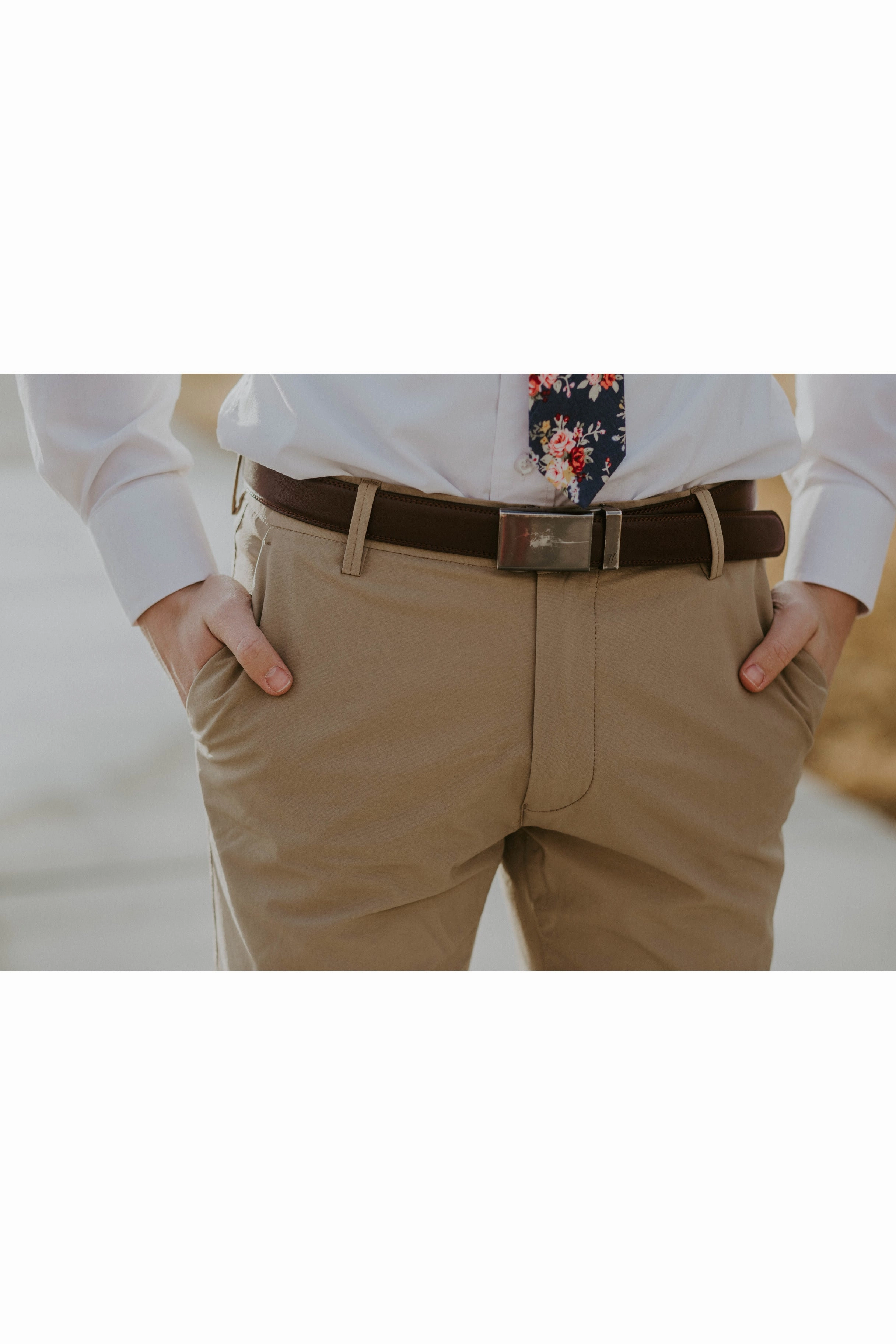 Robbins & Brooks Slim Flex Pants Tan, Original Design Hidden Pocket System