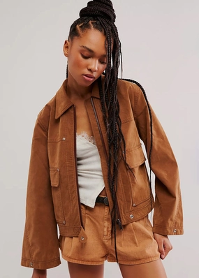 Blair Vegan Suede Jacket - Caramel Cafe Anti Pilling Technology MultiPocketLayout