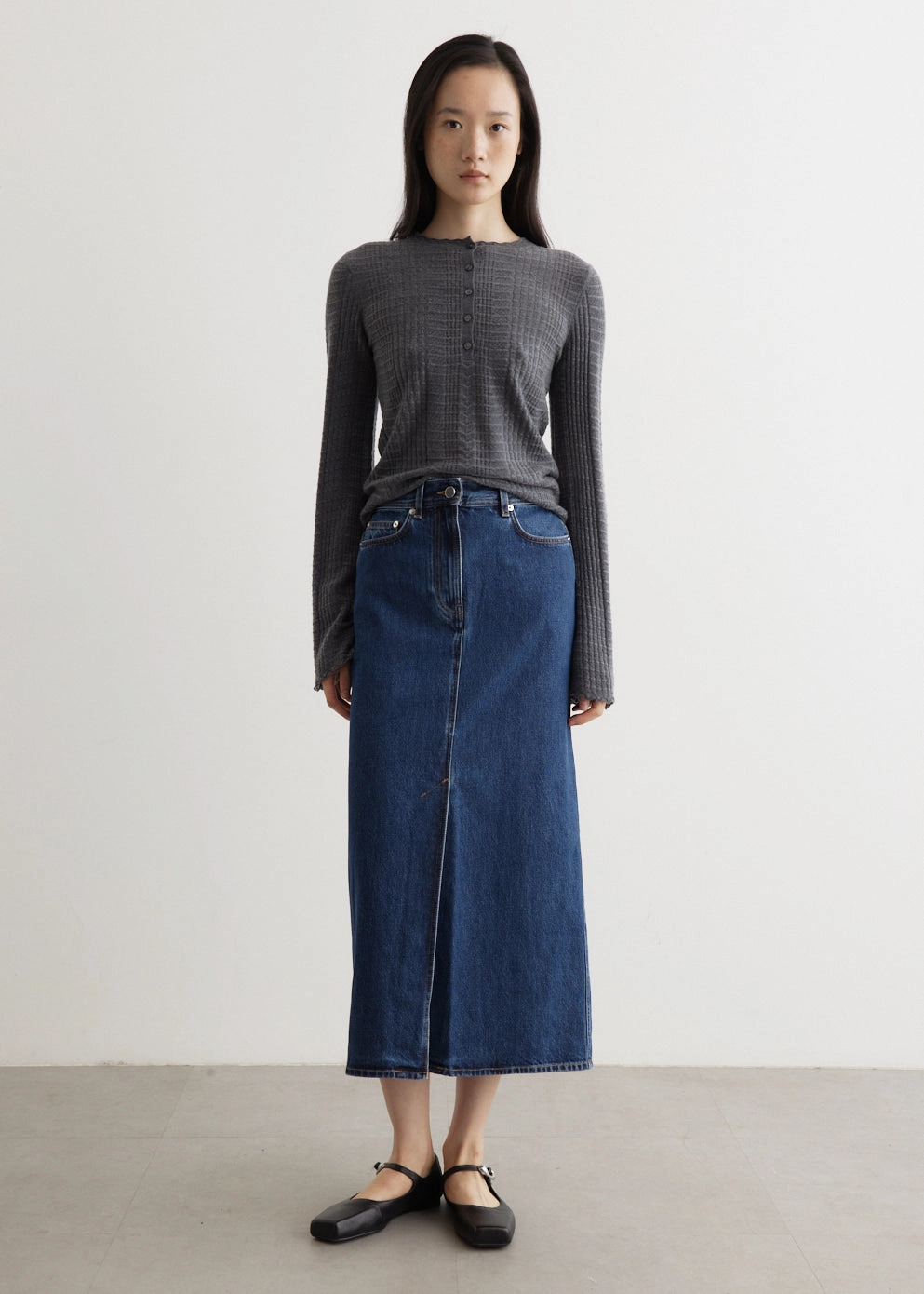 Festival Outfit Comfy Rona Long Denim Skirt