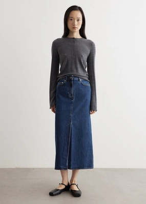 Festival Outfit Comfy Rona Long Denim Skirt