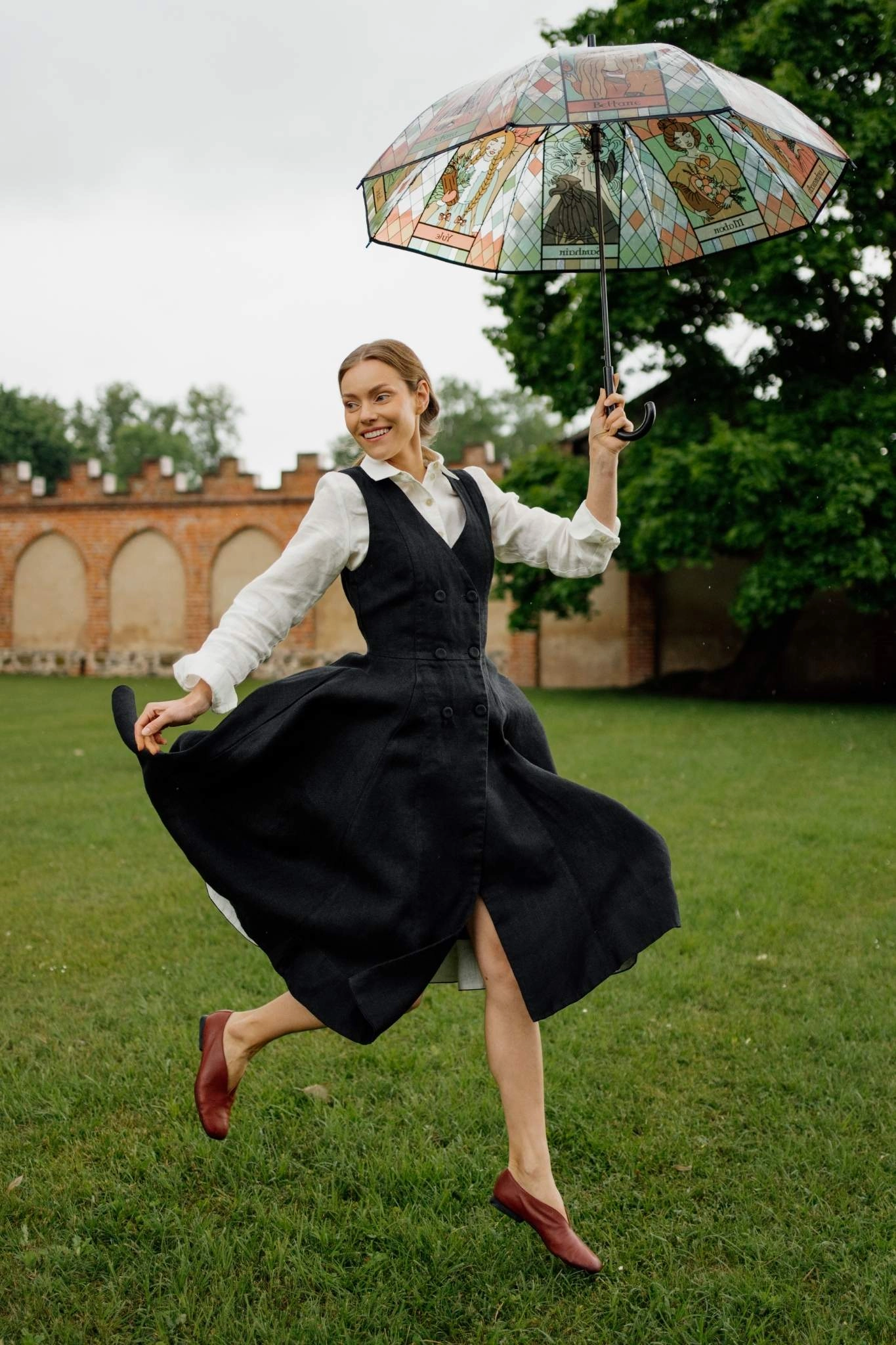 Soft Glide Rosa ?C Midi Linen Dress with Double-Button Front