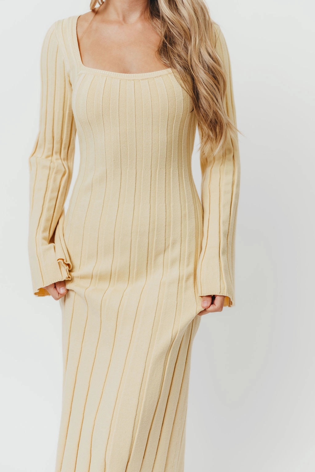 Flattering Shape Design Rowan Square Neck Maxi Dress in Buttercream