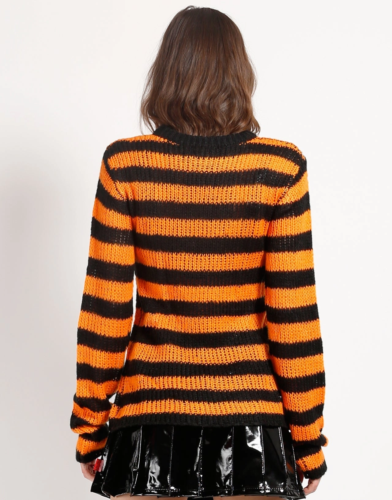ReinforcedShoulderConstruction RAG STRIPE SWEATER ORANGE