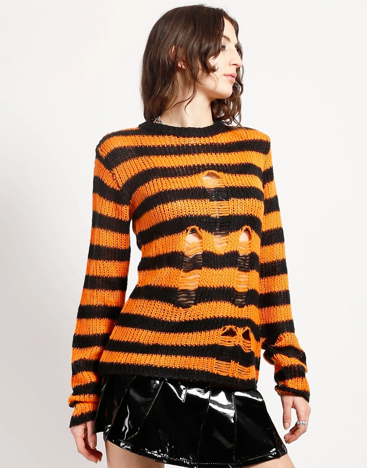 AntiStatic Weave RAG STRIPE SWEATER ORANGE