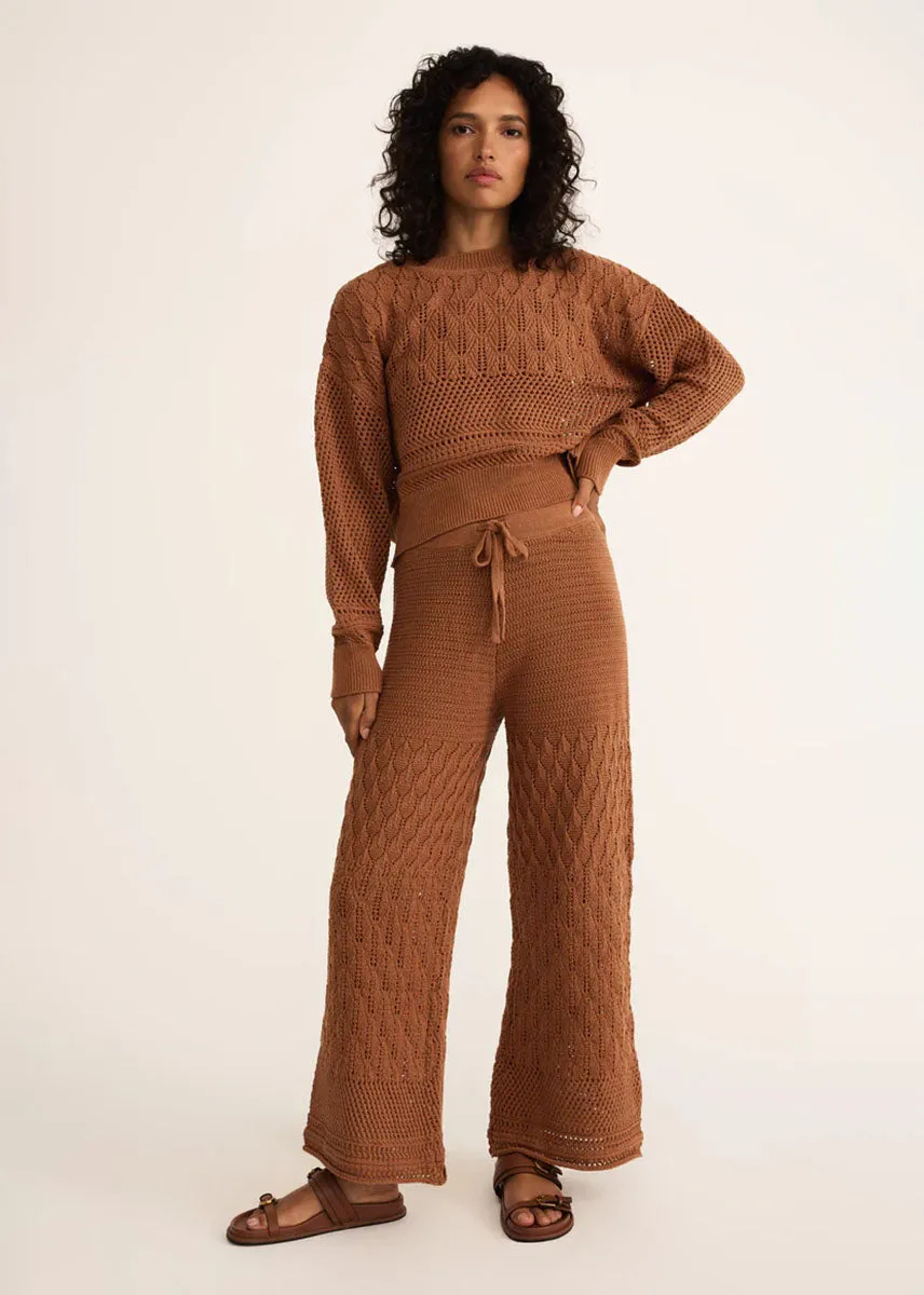 Rue Crochet Sweater - Teakwood Seasonal Warmth Cozy Apparel