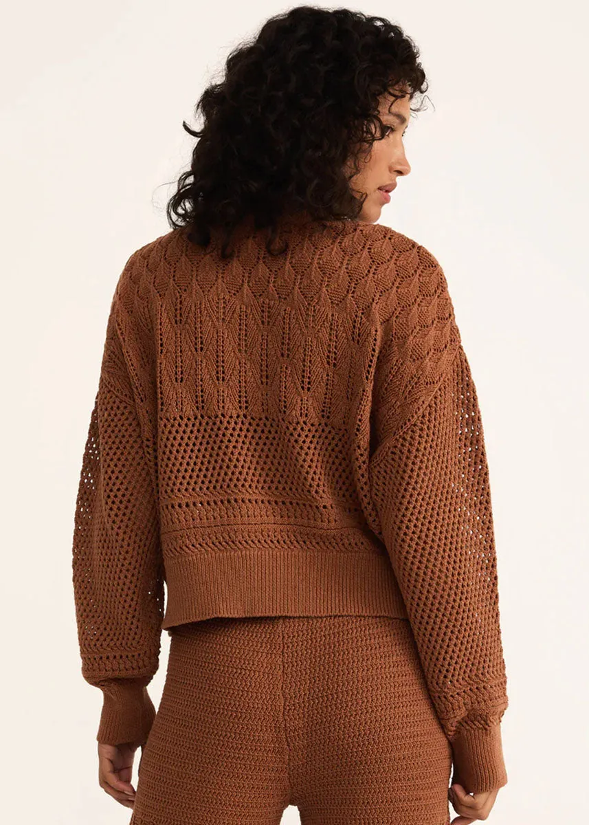 Rue Crochet Sweater - Teakwood Soft Layering