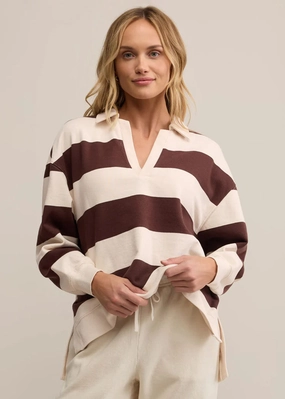 Layered Neckline Rugby Henley - Sandalwood