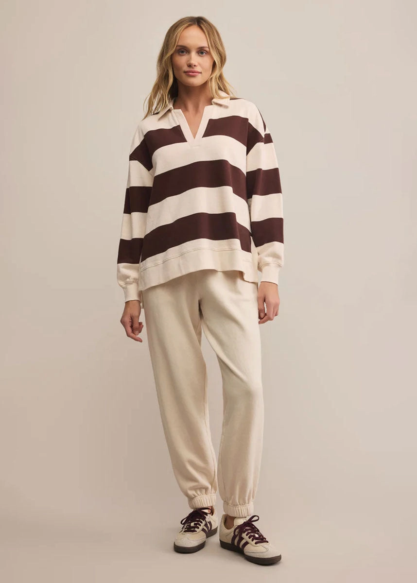 Rugby Henley - Sandalwood retro look Quick-Dry Fabric