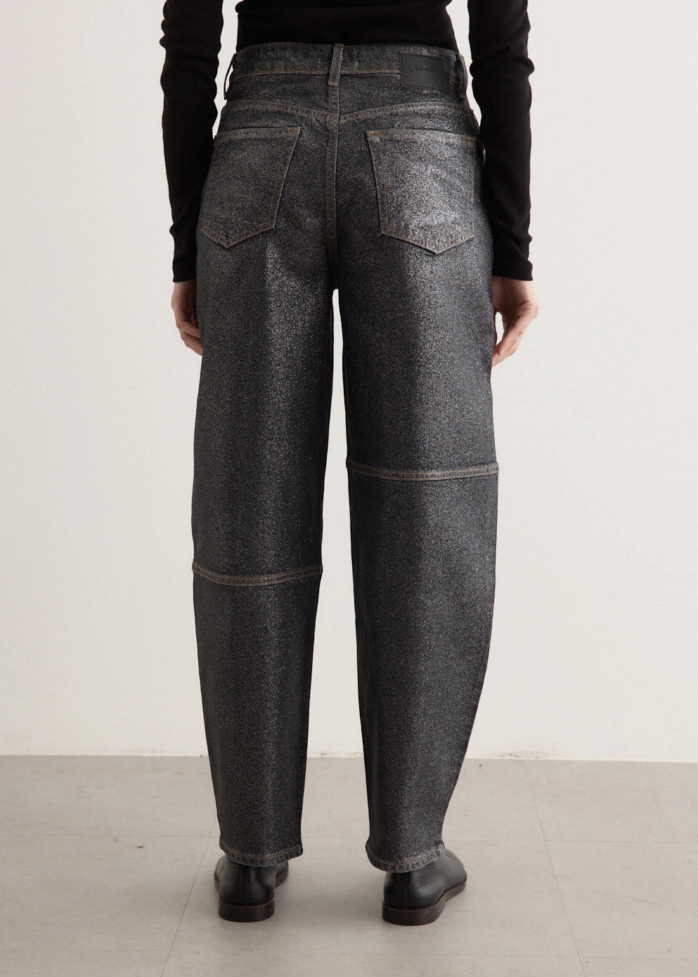 Streetwear Fan Earthy High Quality Shimmery Foil Denim Stary Jeans