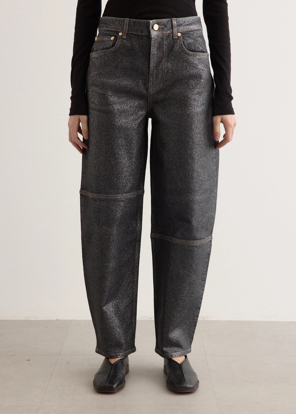 Shimmery Foil Denim Stary Jeans Stretch Fabric