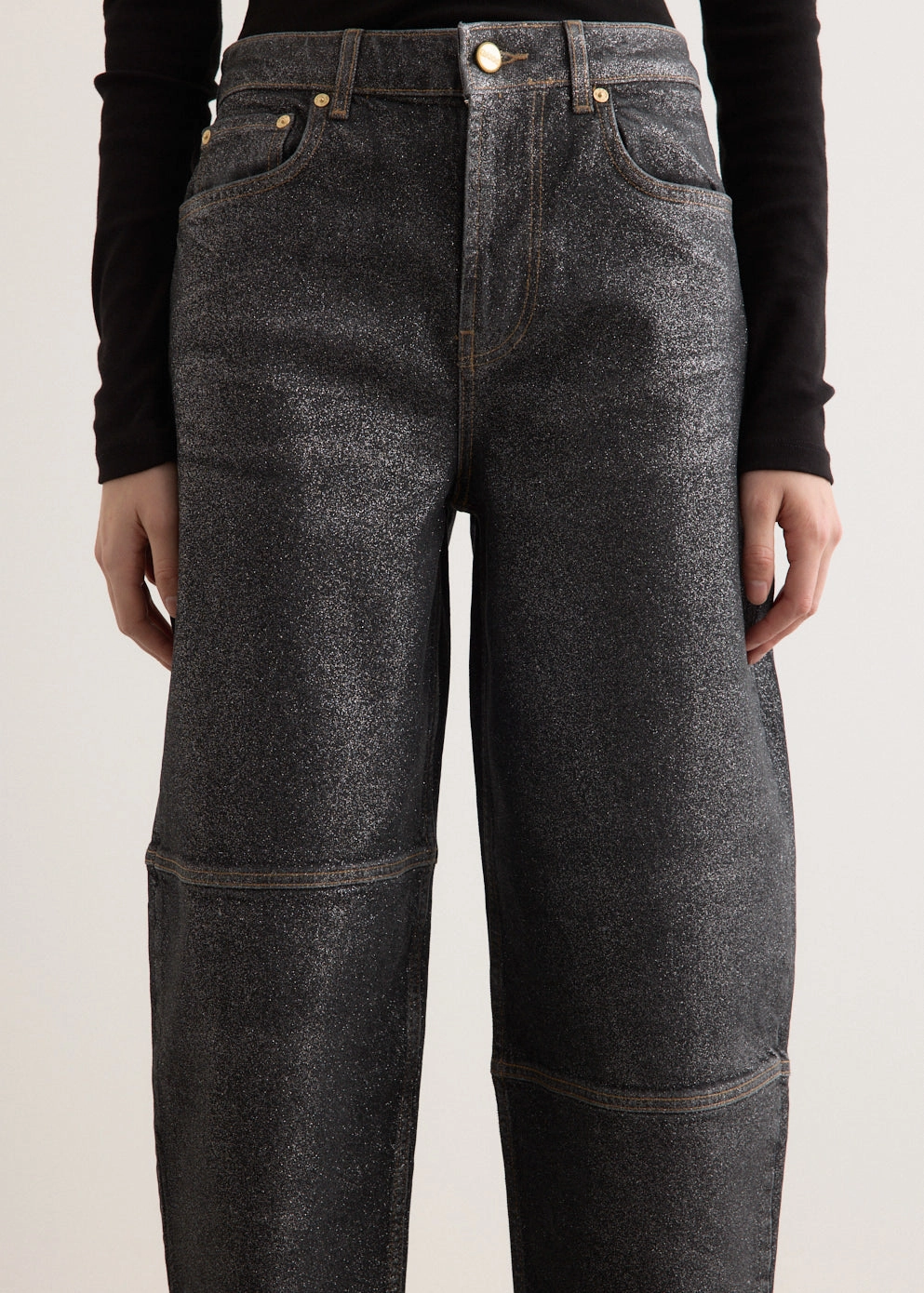 Trendy Choice Shimmery Foil Denim Stary Jeans