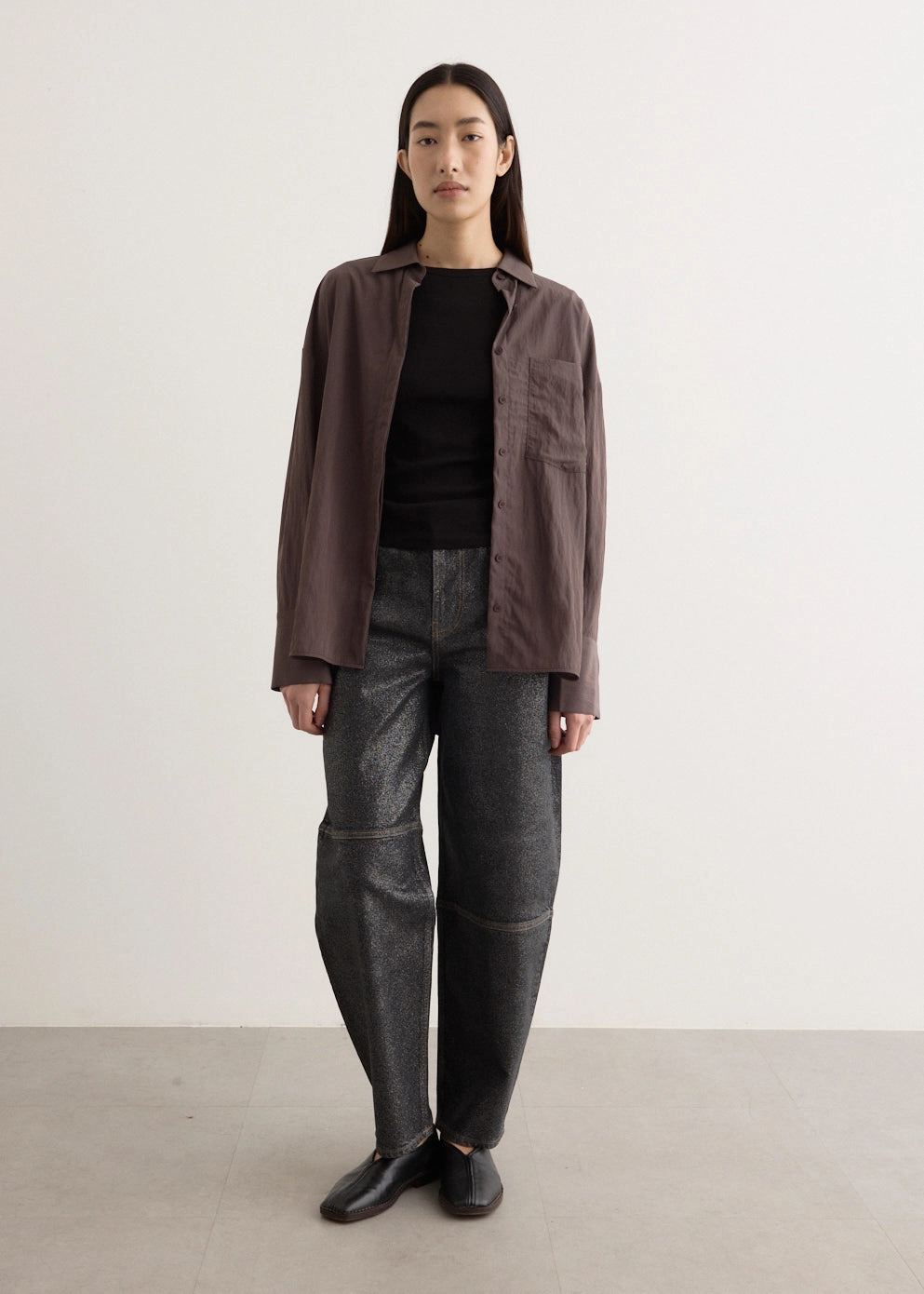 Shimmery Foil Denim Stary Jeans High Quality Classic Wear Earthy