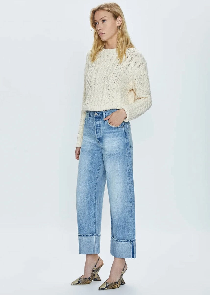 Ryder High Rise Cuffed Straight - Essex Raw edge Adjustable Waist