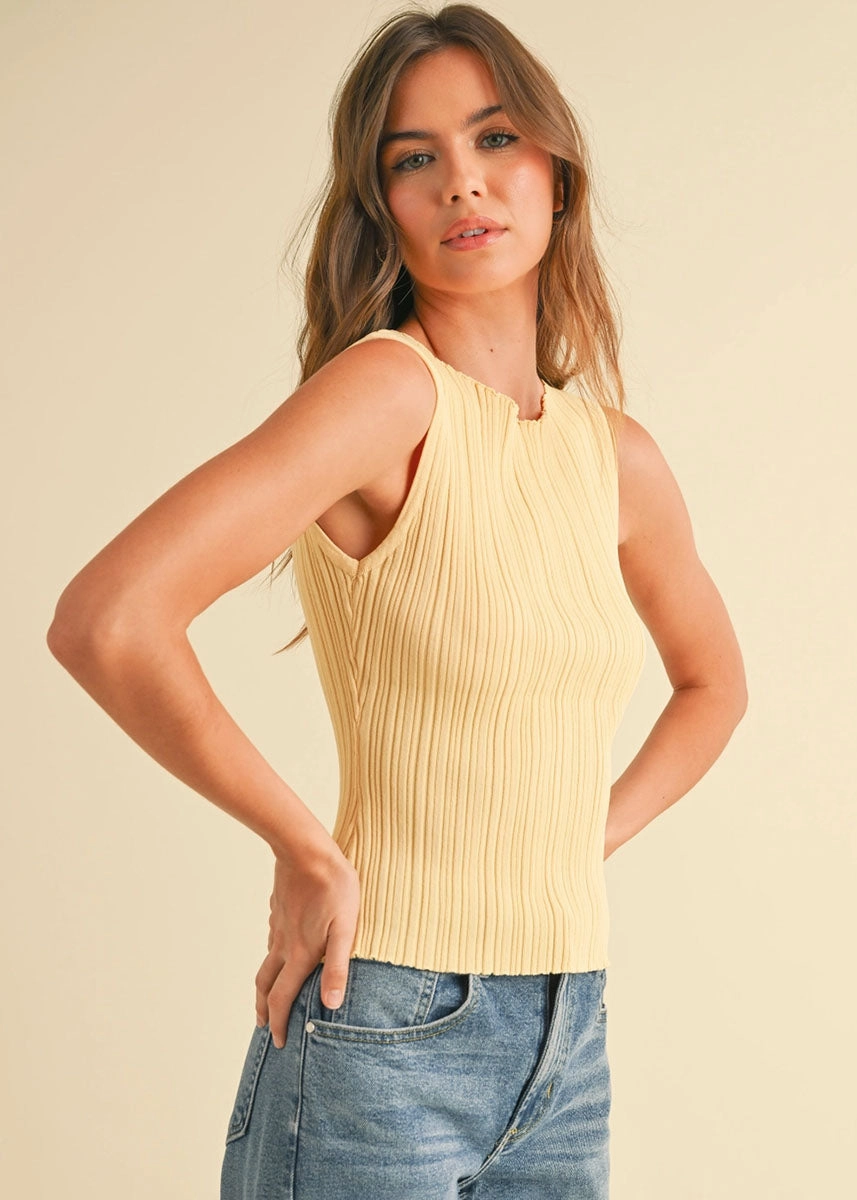 Abrasion Resistant Fabric FrictionResistantEdges Sabine Ribbed Tank - Custard