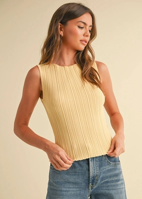Sabine Ribbed Tank - Custard Unlined Design