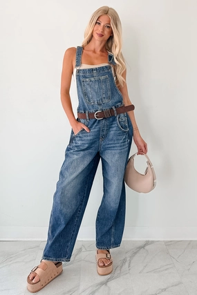 Said & Done Cello Barrel Denim Overalls (Medium) Flexible Hot Trendy Shopping