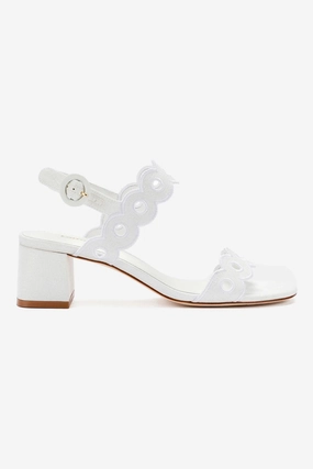 Party Pop Florence Broderie Sandal In White Raffia