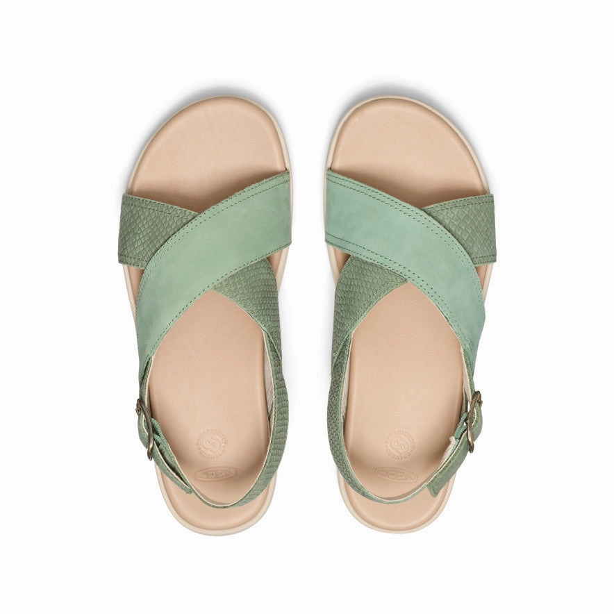 Quick Match Women's Elle Luxe Cross Strap Sandal  |  Granite Green/Granite Green