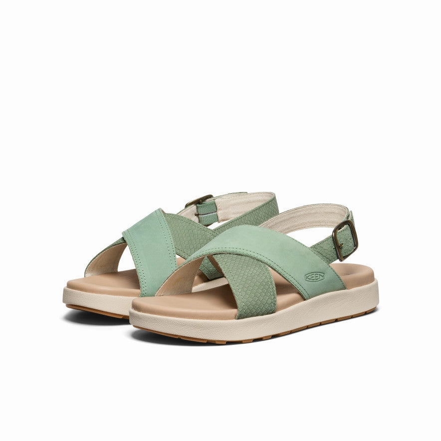 Bright Pop Walk Out Women's Elle Luxe Cross Strap Sandal  |  Granite Green/Granite Green