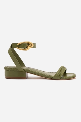 Walk Flow Reinforced toe Verona Flat Sandal In Seaweed Leather