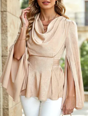 AdjustableClosure TaglessNecklineComfort Satin acetate pile neck drop slim-fit top