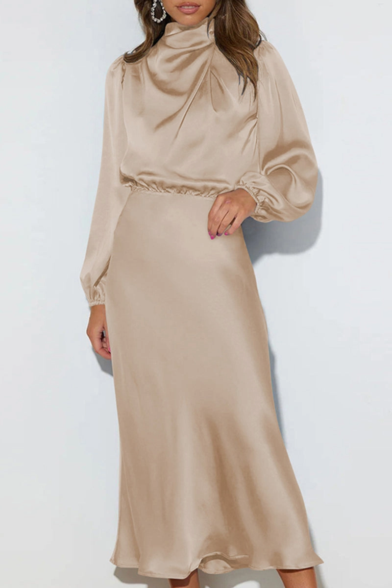 Street Flex Smart Design SATIN LONG SLEEVED LOOSE MAXI DRESS