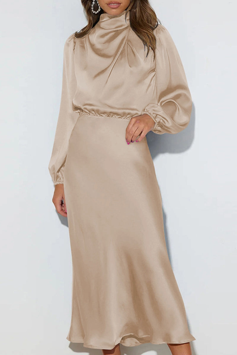 SATIN LONG SLEEVED LOOSE MAXI DRESS Delicate Mood