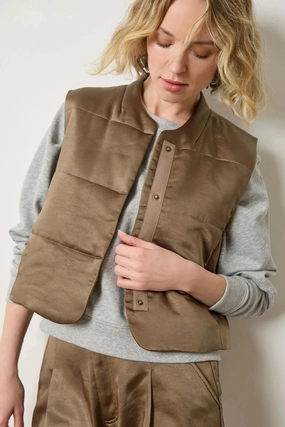 Layer Option graduation party Satin Quilted Vest Parsley