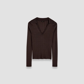 Satiny Rib Knit Polo Top FadeResistant Color Weekend Classic