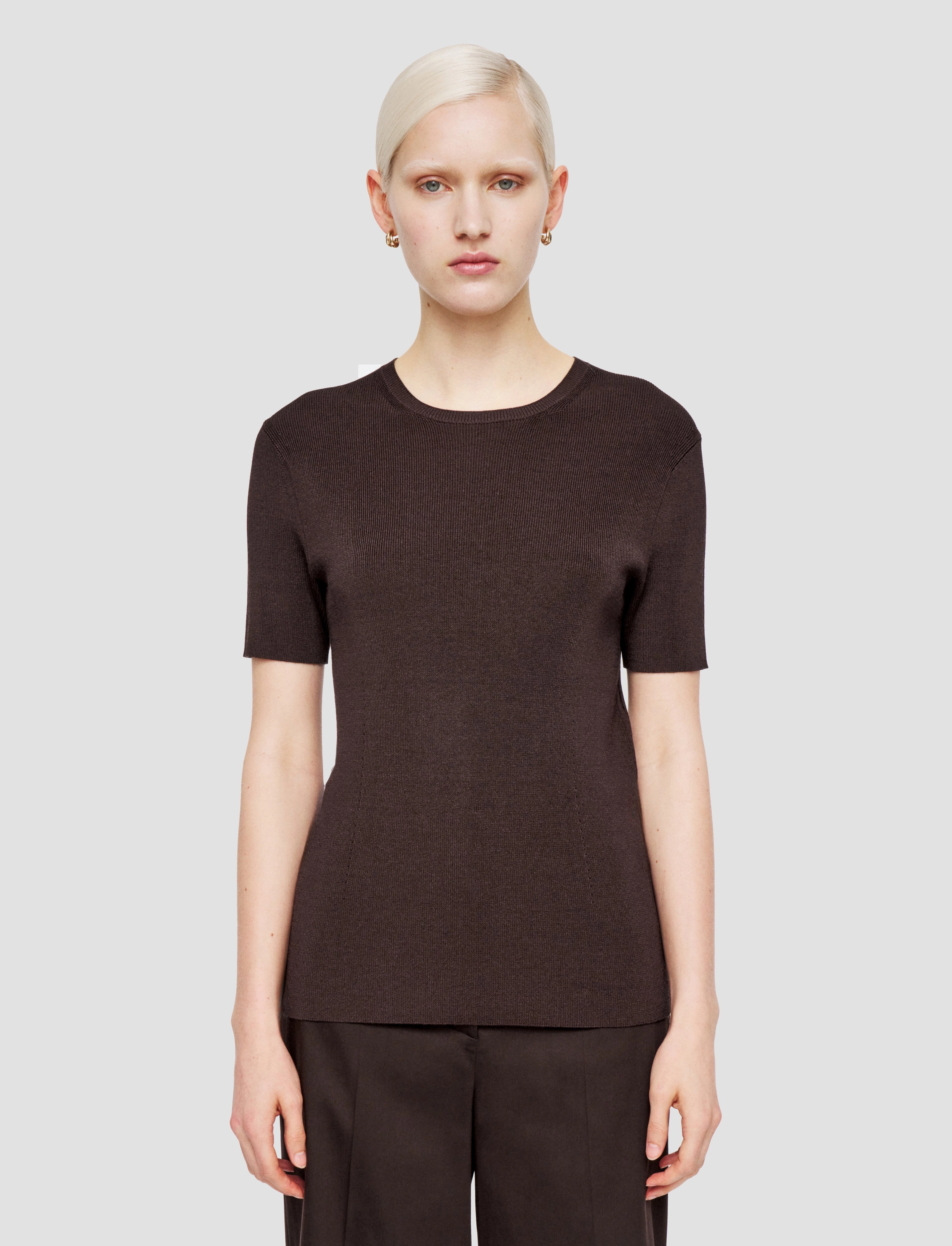 Satiny Rib Knit Top Morning Wear