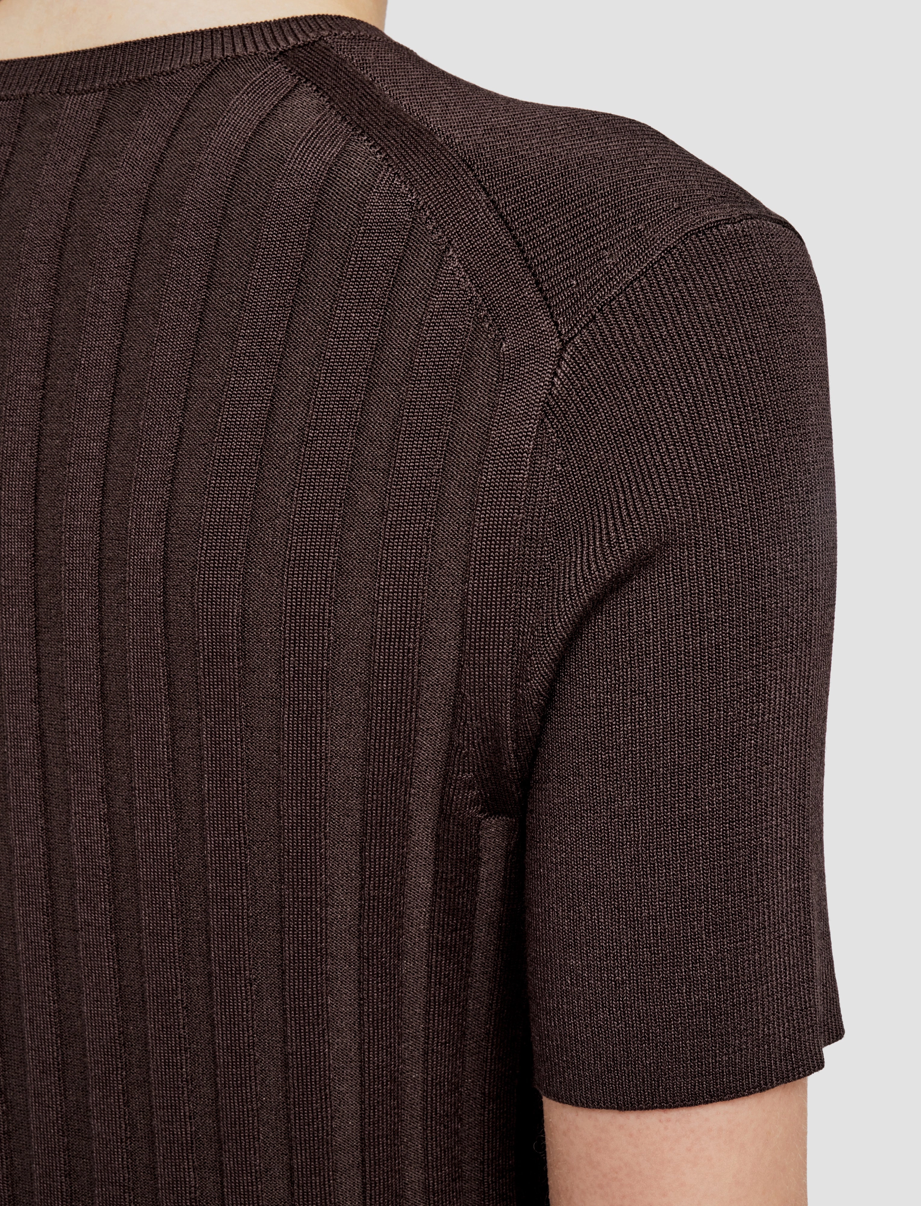 Classic Comfort Breathable mesh lining Satiny Rib Knit Top