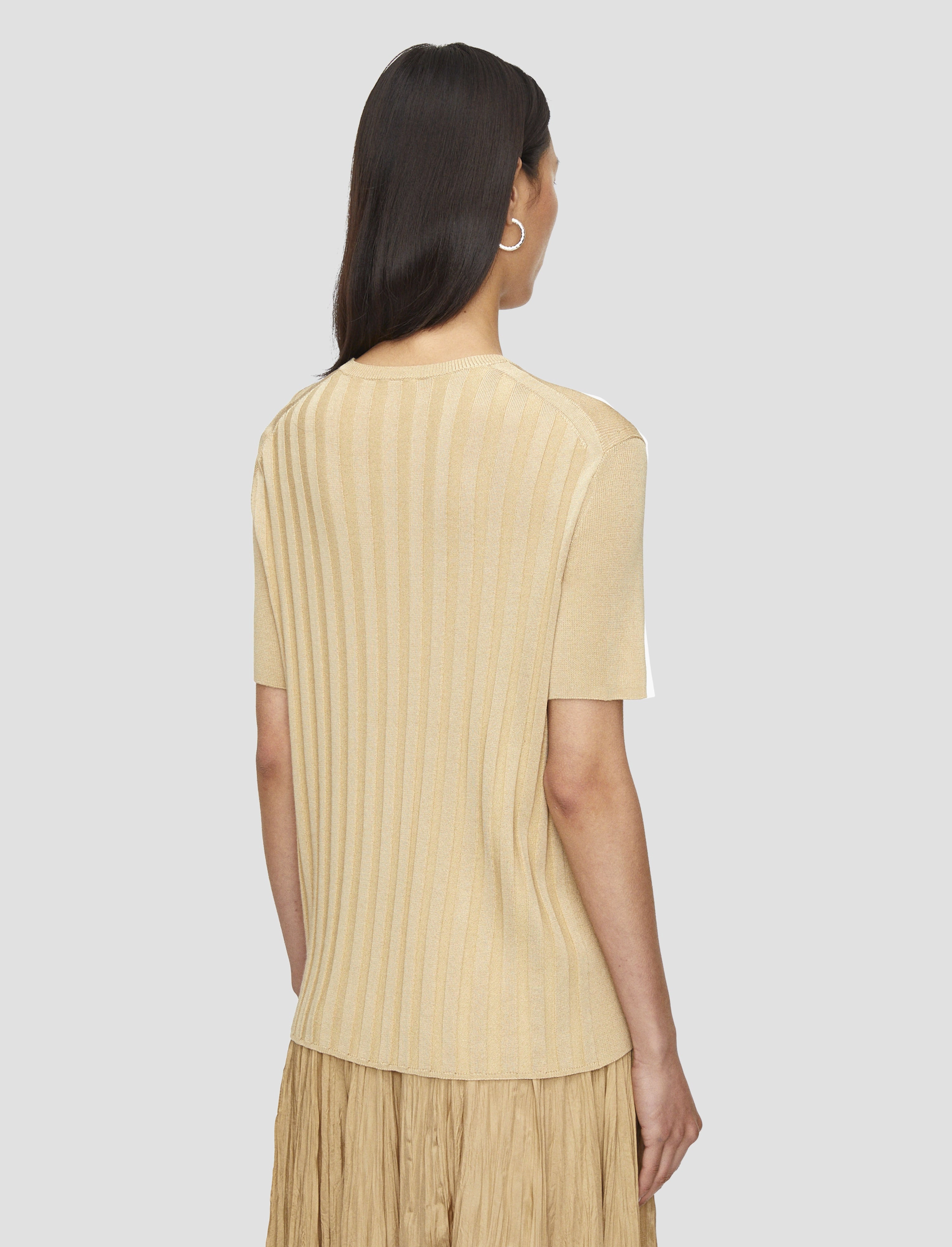 HighElasticity Fabric Satiny Rib Knit Top