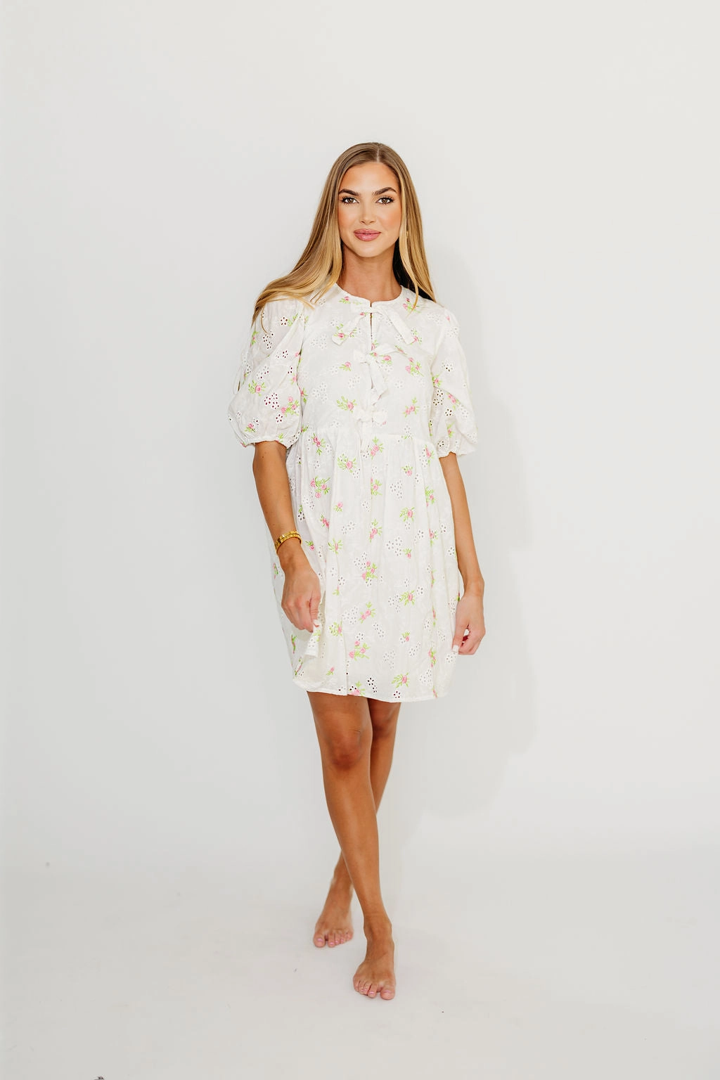 Romance Glow Saylor Floral Dress in White Pink *Final-Sale*
