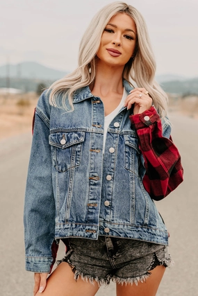 Breathable Layer No Apologies Signature 8 Denim Plaid Jacket (Dark Wash)
