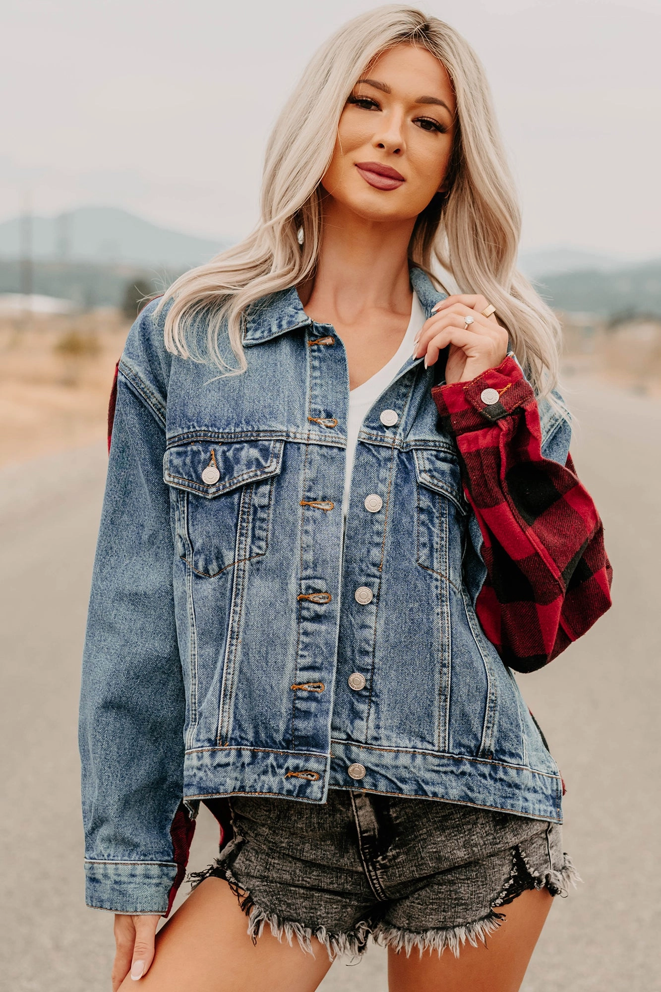 Breathable Layer No Apologies Signature 8 Denim Plaid Jacket (Dark Wash)